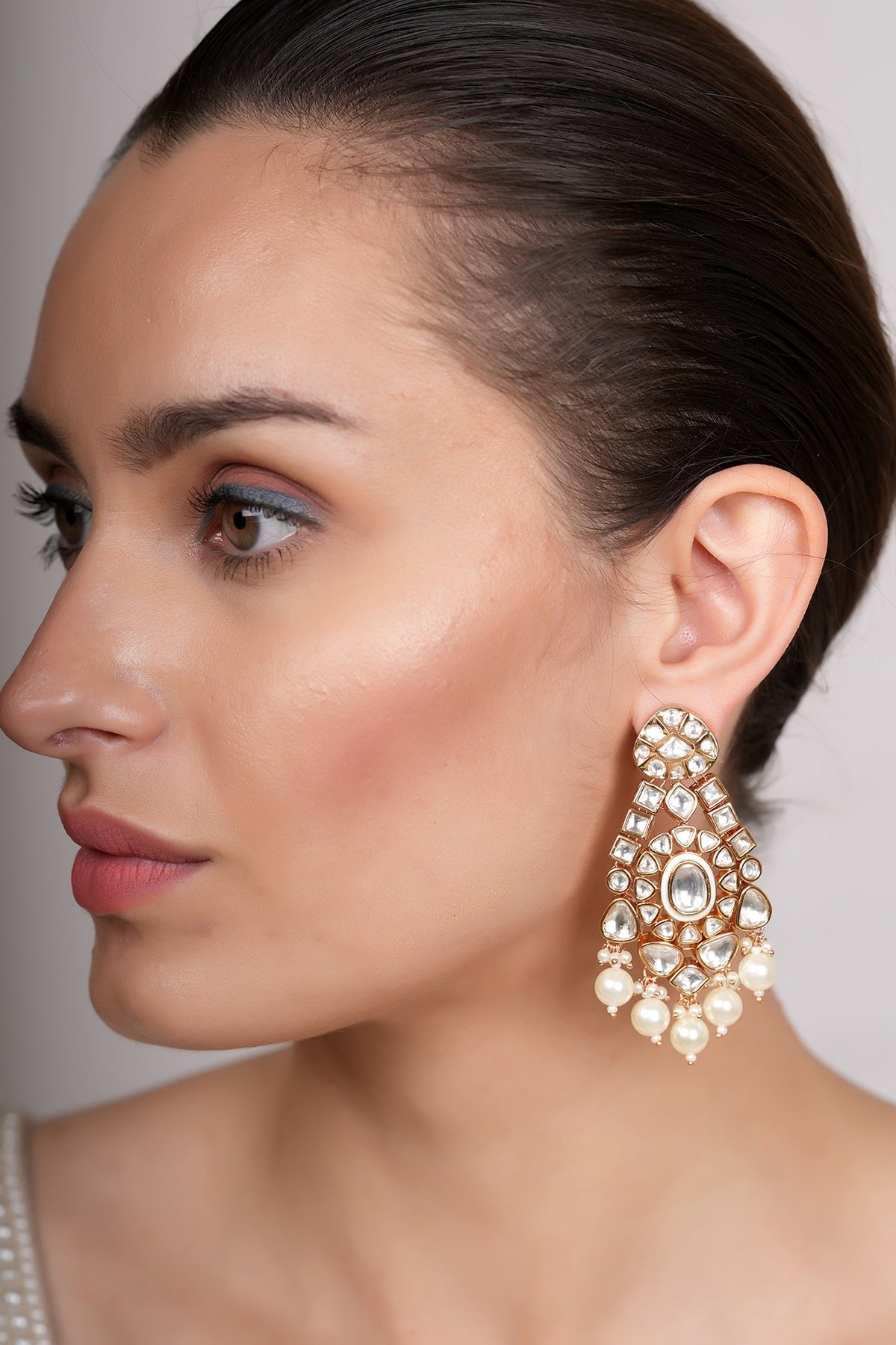 Gold Plated Kundan Polki Dangler Earrings