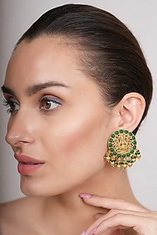 Gold Plated Temple Dangler Earrings