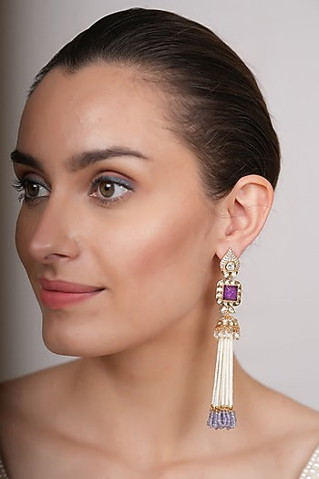 Gold Plated Pearl Dangler Earrings