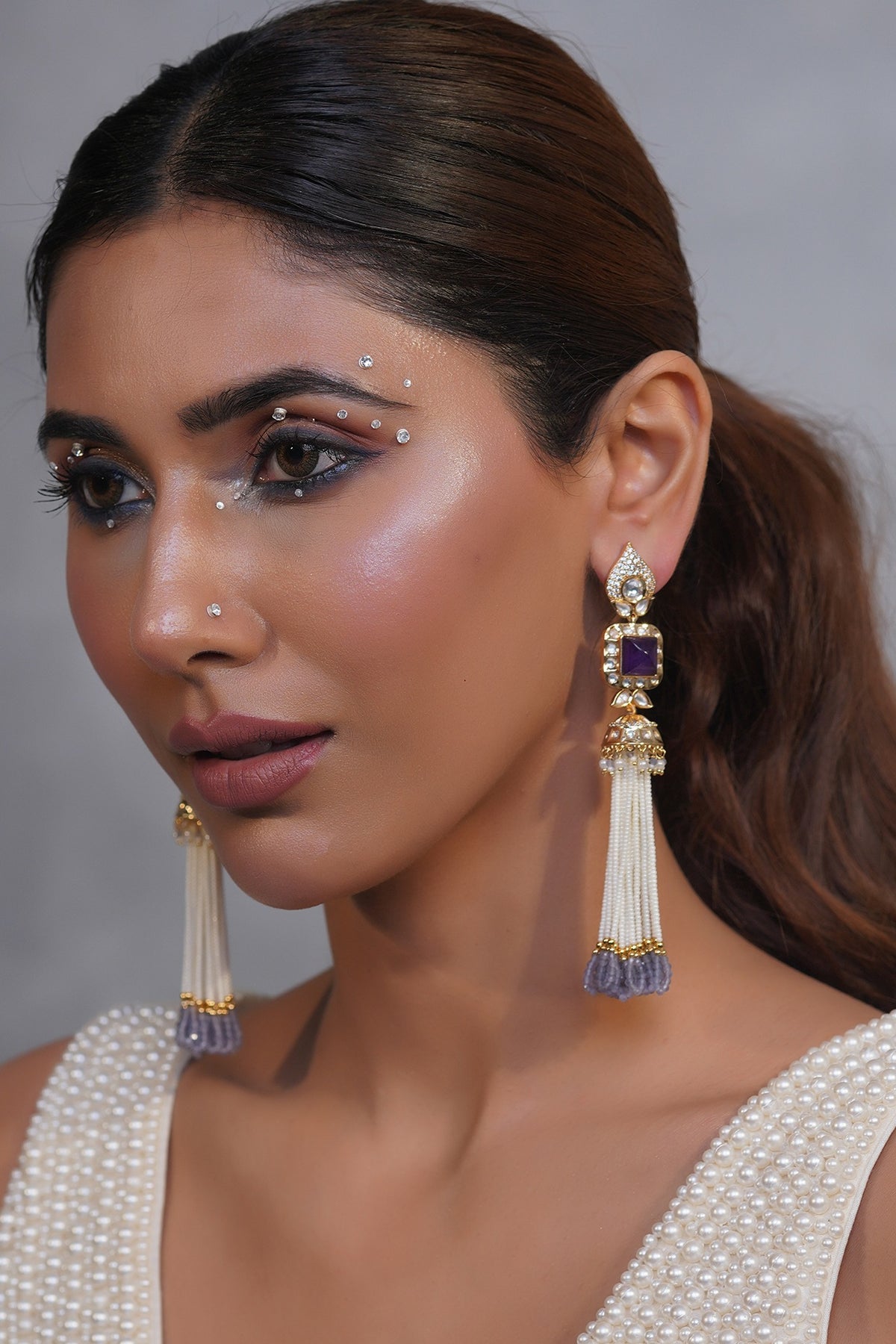 Gold Plated Pearl Dangler Earrings