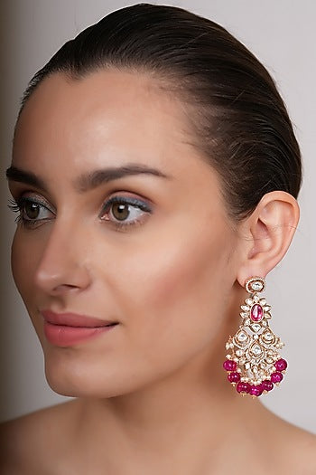 Gold Plated Kundan Polki Dangler Earrings