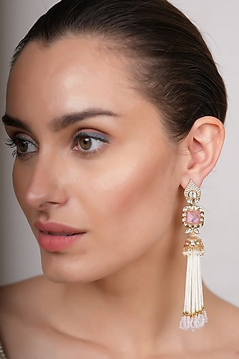 Gold Plated Pearl Dangler Earrings