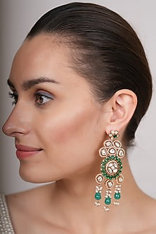 Gold Plated Kundan Polki Dangler Earrings
