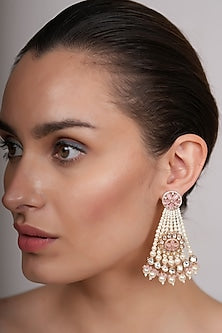 Gold Plated Pearl Waterfall Dangler Earrings