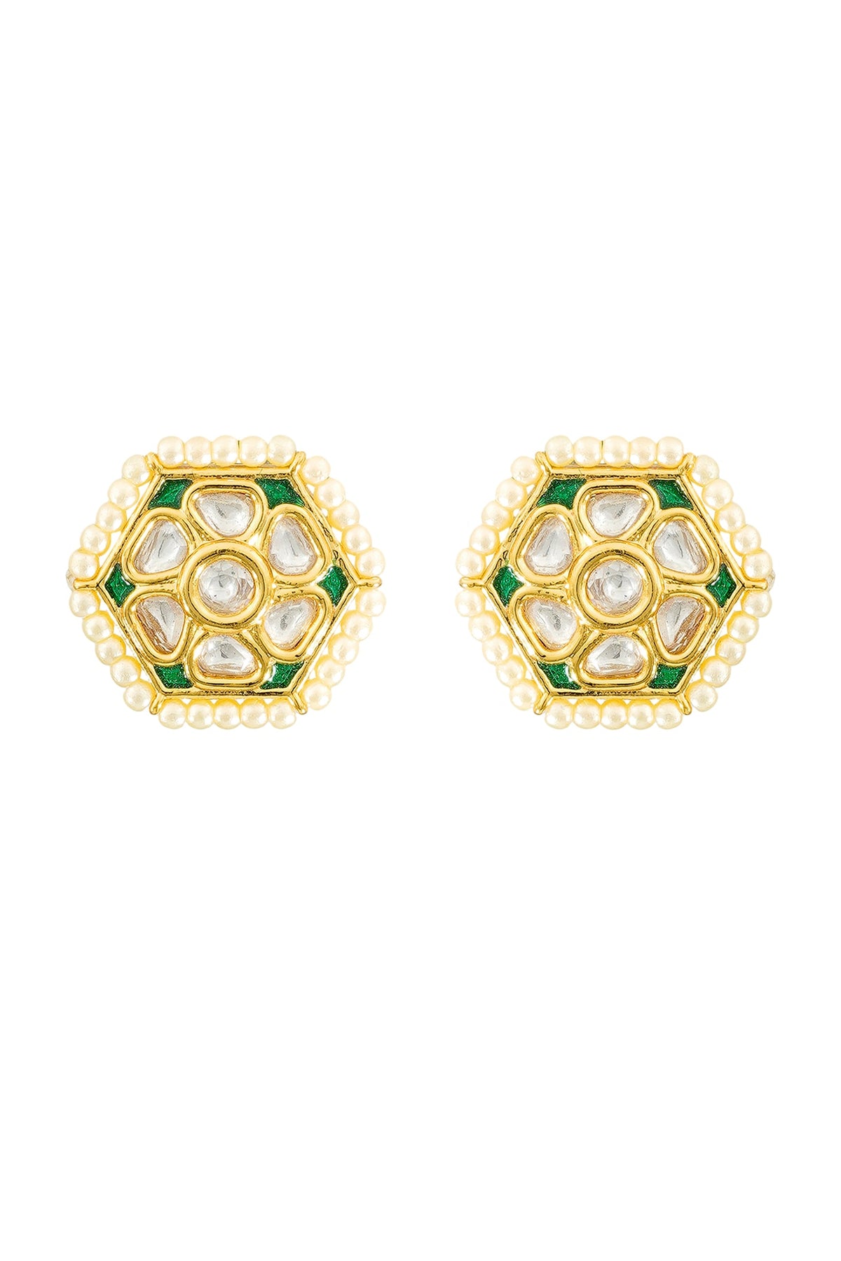 Gold Plated Meenakari Stud Earrings