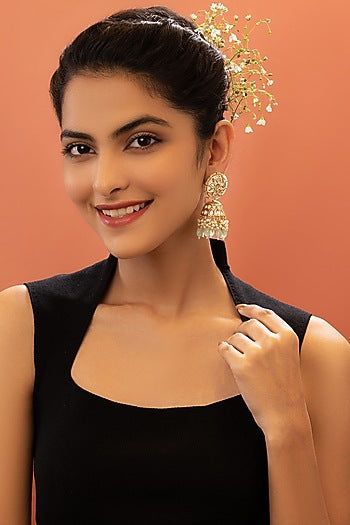 Gold Plated Moissanite Jhumka Earrings