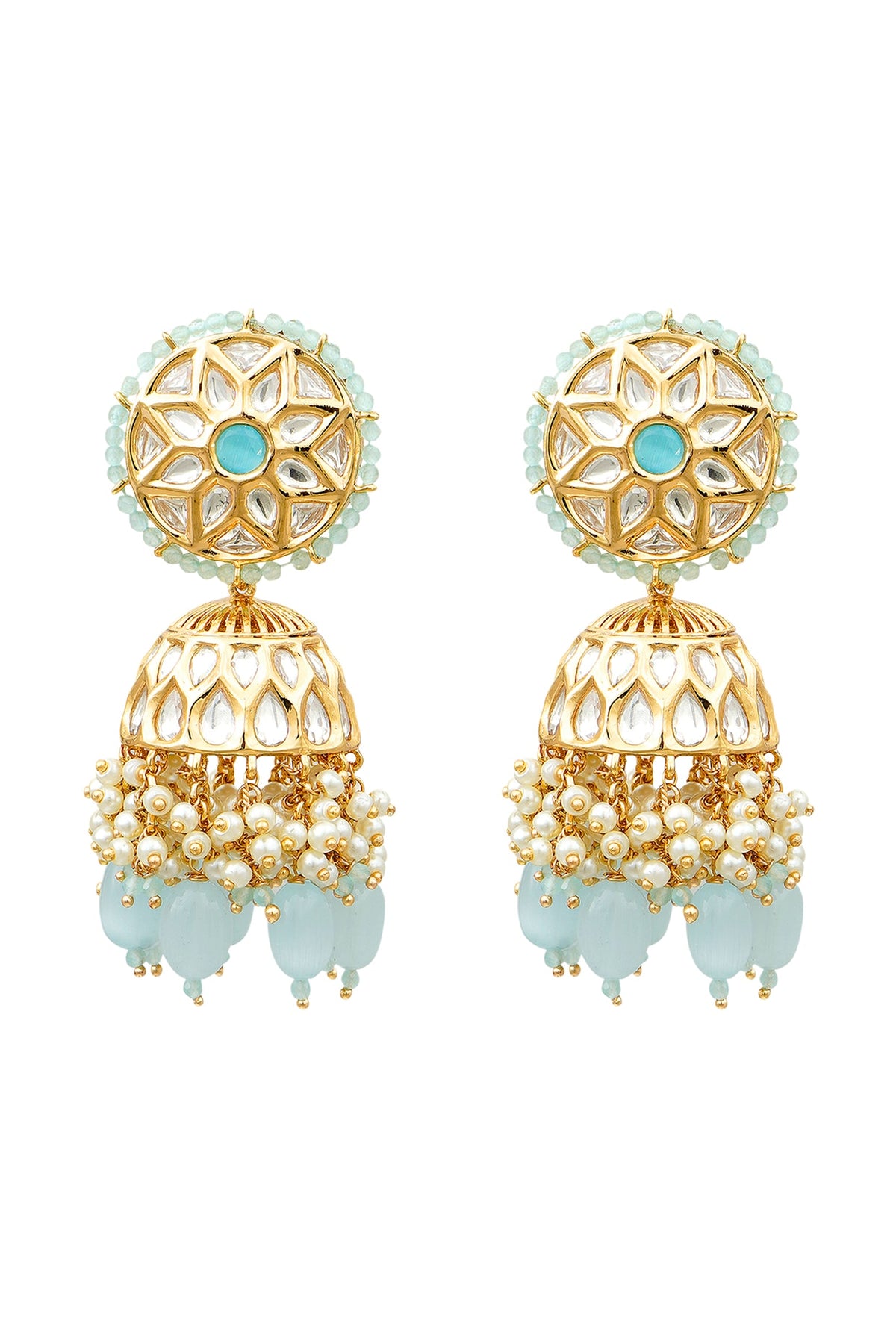 Gold Plated Moissanite Jhumka Earrings
