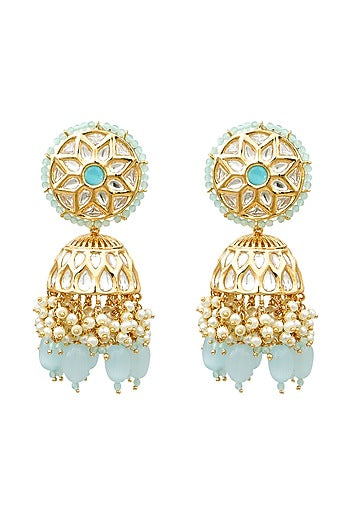Gold Plated Moissanite Jhumka Earrings