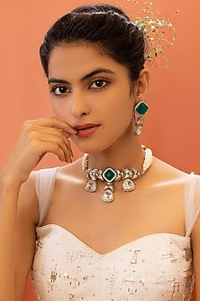 Gold Plated Kundan Polki Choker Necklace Set