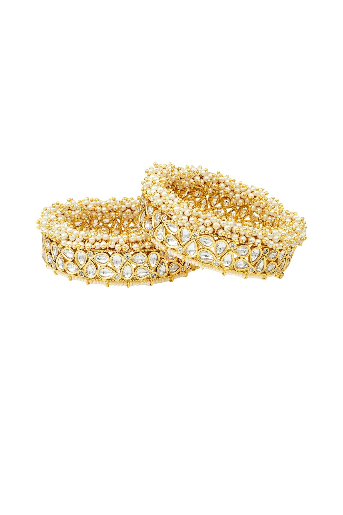 Gold Plated Bangles With Kundan Polki