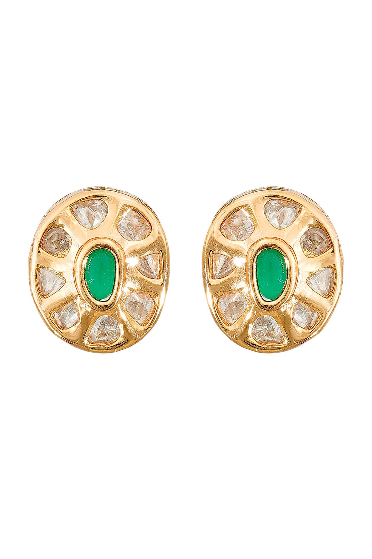 Gold Plated Emerald Stud Earrings