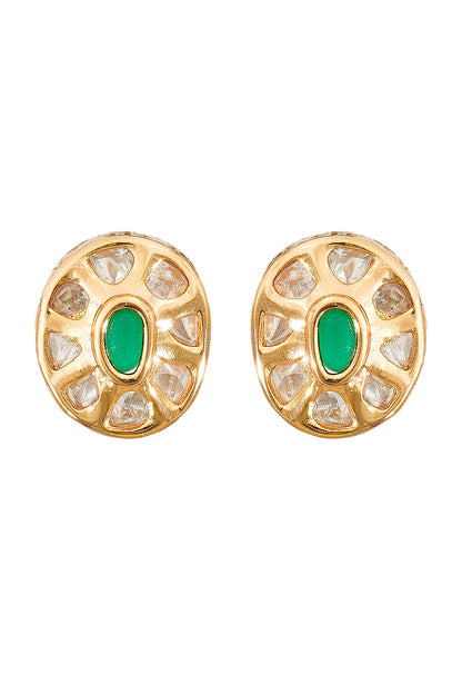 Gold Plated Emerald Stud Earrings