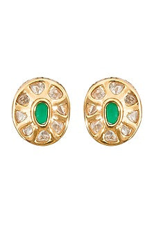 Gold Plated Emerald Stud Earrings