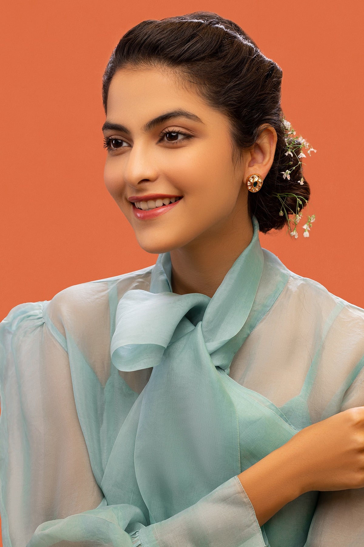 Gold Plated Emerald Stud Earrings