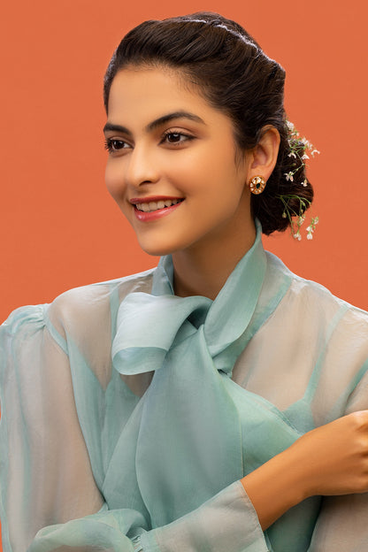 Gold Plated Emerald Stud Earrings