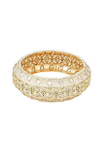Gold Plated Kundan Polki Meenakari Kada