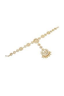 Gold Plated Sheeshpatti With Attached Maang Tikka