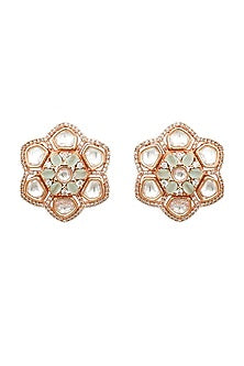 Gold Plated Moissanite Floral Earrings