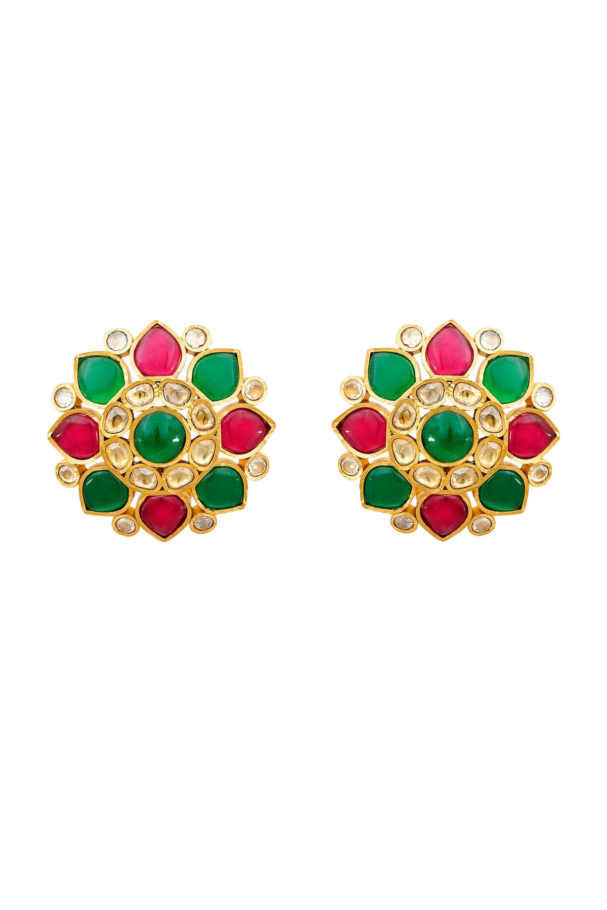 Gold Plated Multi-Colored Stones Meenakari Earrings