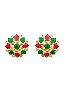 Gold Plated Multi-Colored Stones Meenakari Earrings