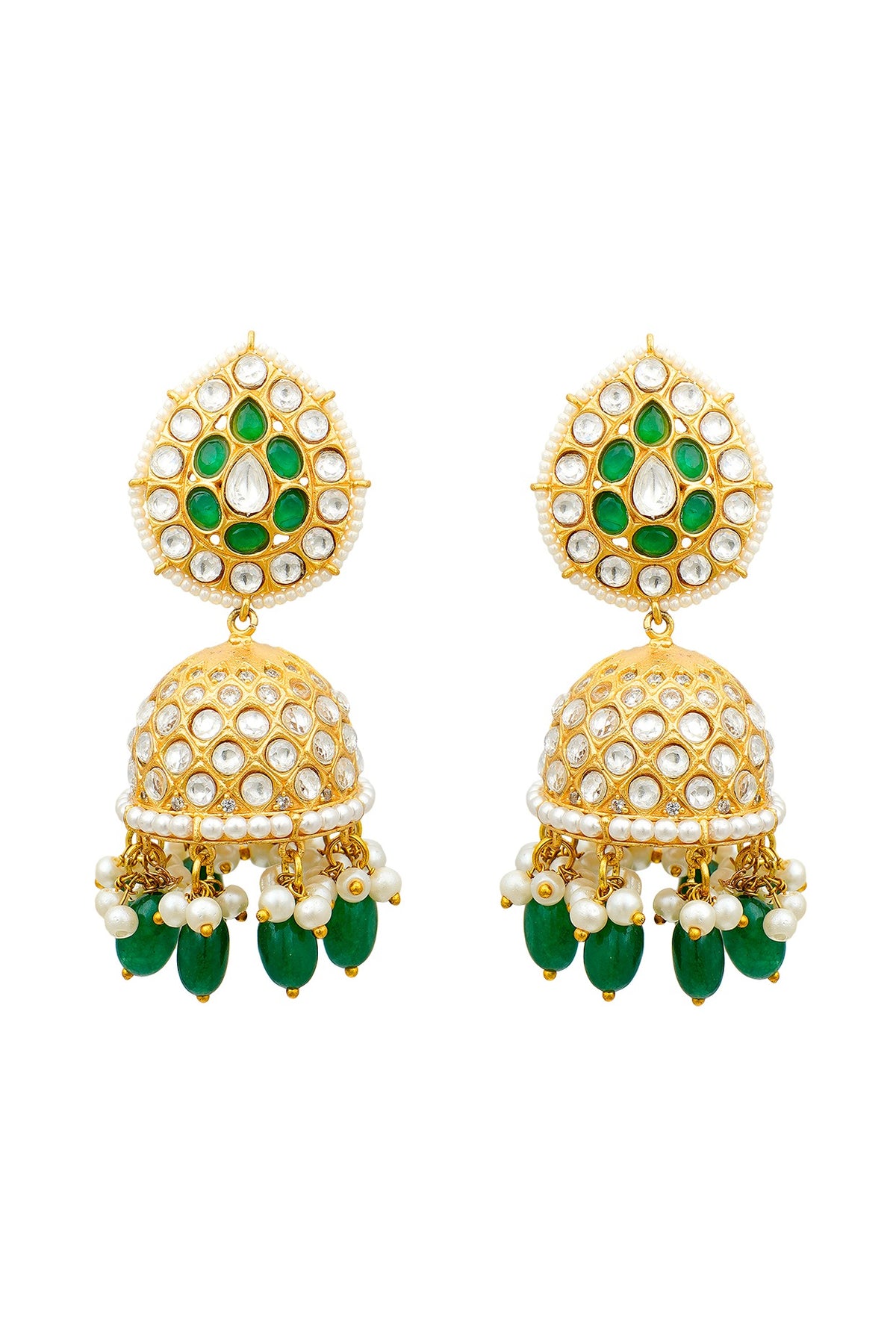 Gold Plated Jhumka Earrings In Silver Alloy