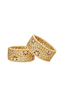 Gold Plated Kundan Meenakari Bangles (Set of 2)