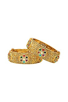 Gold Plated Temple Bangles (Set of 2)