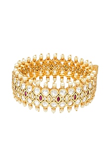Gold Plated Kundan & Pearl Meenakari Bangle