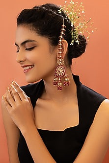 Gold Plated Ruby Red Moissanite Earrings