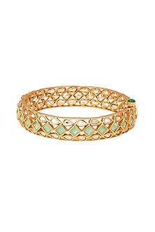 Gold Plated Polki & Rose Pearl Bangle