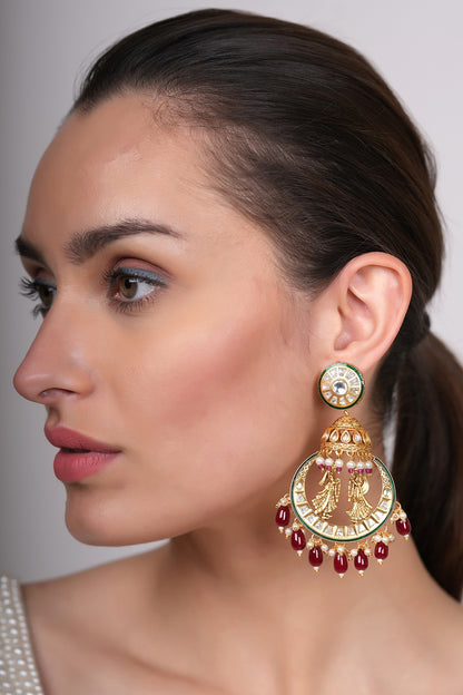 Gold Plated Gold Stone Dangler Earrings
