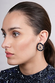 Gold Plated Sapphire Polki Stud Earrings