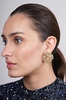 Gold Plated Polki Stud Earrings