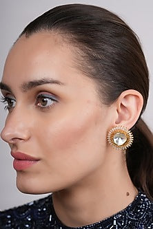 Gold Plated Polki Stud Earrings