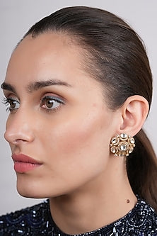 Gold Plated Polki Stud Earrings