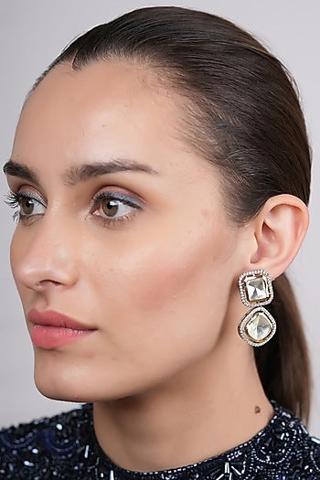 Gold Plated Victorian Polki Stud Earrings
