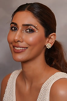 Gold Plated Silver Polki Stud Earrings