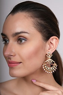 Gold Plated Kundan Polki Dangler Earrings