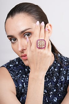 Gold Plated Red Stone Ring