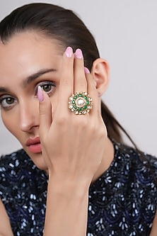 Gold Plated Green Stone Ring