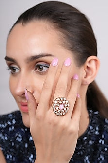 Gold Plated Pink Stone Ring