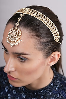 Gold Plated Sheeshpatti With Maang Tikka