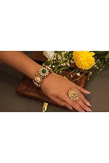 Gold Finish Navratna Stone Bangle