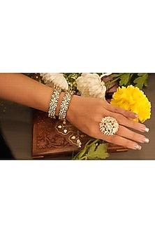 Gold Plated Uncut Polki Bangles (Set Of 2)