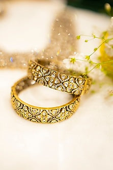 Gold Plated Uncut Polki Bangles (Set Of 2)