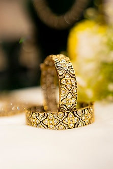 Gold Plated Uncut Polki Bangles (Set Of 2)