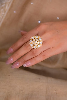 Gold Plated Moissanite Polki Ring