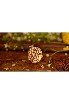 Gold Finish Moissanite Polki Ring