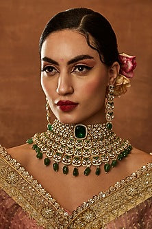 Gold Plated Kundan Polki Choker Necklace Set