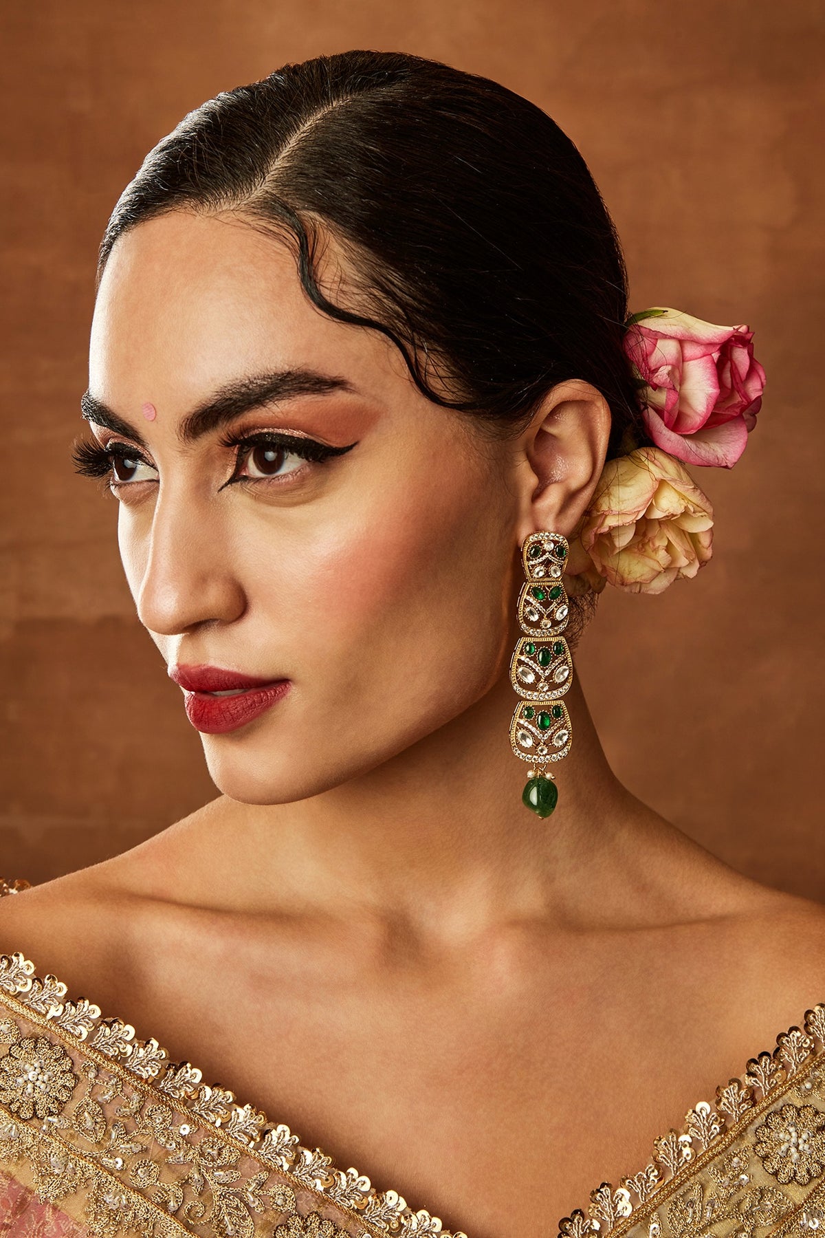 Gold Plated Kundan Polki Choker Necklace Set